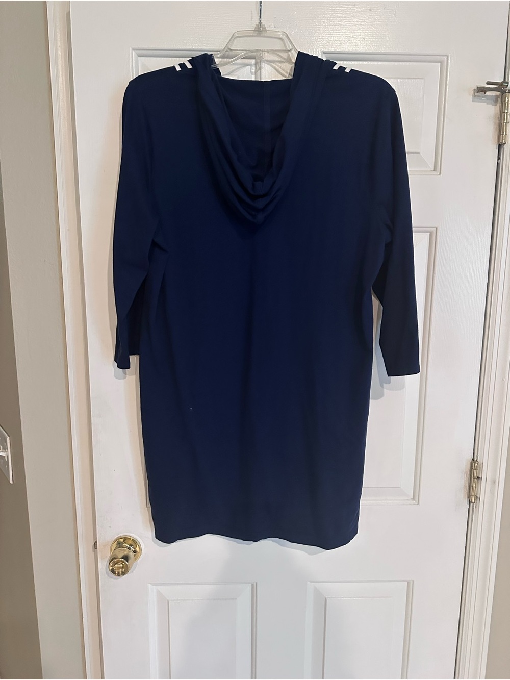 Lands’ End Navy Hooded Cover-Up Dress Swim Tunic XL 100% Cotton Coastal Chic - Picture 6 of 8